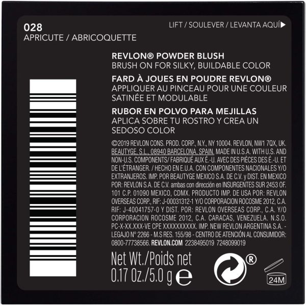 ⁦Revlon Powder Blush, Face Makeup Stocking Stuffers for Women, Buildable Color, Lightweight & Smooth Finish, 028 Apricute, 0.17 oz⁩ - الصورة ⁦8⁩