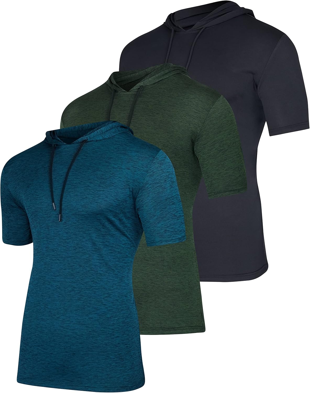 Real Essentials 3 Pack: Men's Dry Fit Short Sleeve Active Athletic Hoodie Pullover Sweatshirt (Available in Big & Tall) 1 Real Essentials 3 Pack: Men's Dry Fit Short Sleeve Active Athletic Hoodie Pullover Sweatshirt (Available in Big & Tall)