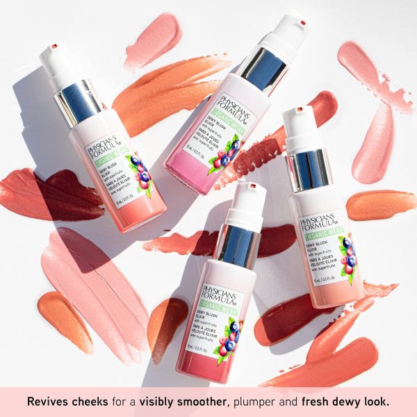 ⁦Physicians Formula Organic Wear Natural Dewy Face Blush Makeup Elixir, Pink Berry, 0.5 Fl Ounce⁩ - الصورة ⁦4⁩