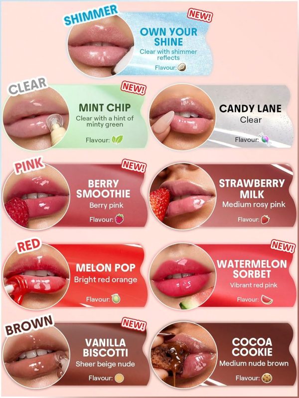 ⁦SHEGLAM Crystal Glaze Moisturising Lip Gloss Hydrating Jelly Long Lasting Waterproof Plumping Lip Gloss Vanilla Biscotti⁩ - الصورة ⁦7⁩
