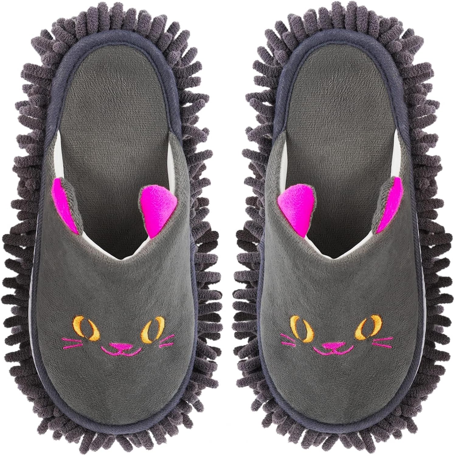 KASTWAVE Warm Indoor Walking Shoes, Dust Cleaning Floor Polishing Slippers, Hair Clean, Men and Women Washable Unisex Slippers (M, Darkgray Cat) 1 KASTWAVE Warm Indoor Walking Shoes, Dust Cleaning Floor Polishing Slippers, Hair Clean, Men and Women Washable Unisex Slippers (M, Darkgray Cat)