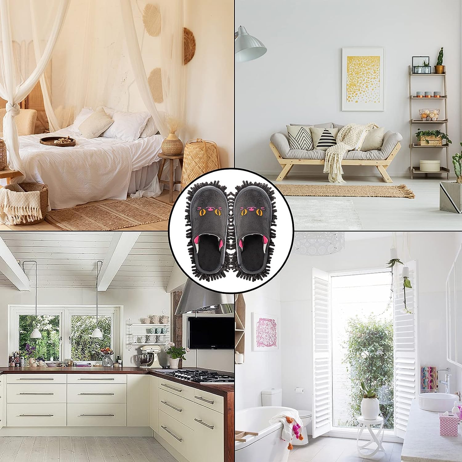 KASTWAVE Warm Indoor Walking Shoes, Dust Cleaning Floor Polishing Slippers, Hair Clean, Men and Women Washable Unisex Slippers (M, Darkgray Cat) 5 KASTWAVE Warm Indoor Walking Shoes, Dust Cleaning Floor Polishing Slippers, Hair Clean, Men and Women Washable Unisex Slippers (M, Darkgray Cat) - الصورة 5