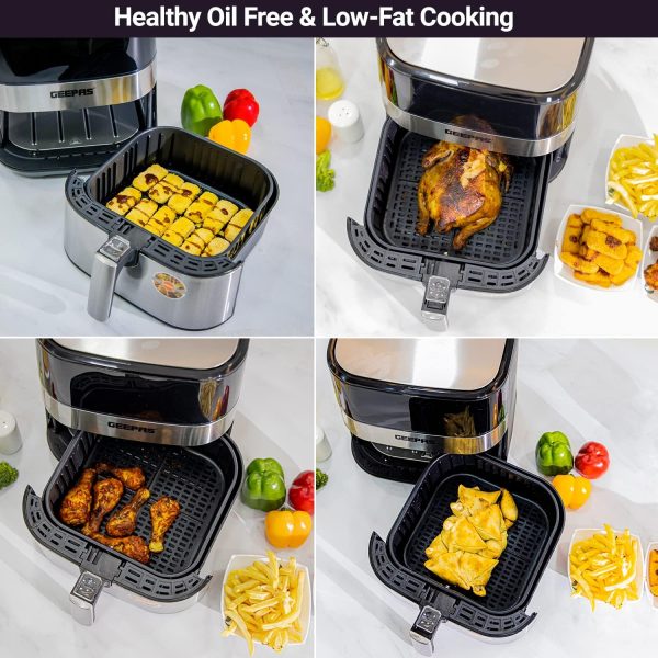 ⁦Geepas Air Fryer 1700W -Hot Air Fryers, 5 Litres Electric Air Cooker With Digital Touch Screen & Preheat, 60 Minute Timer, Led Display, Auto Shut Off⁩ - الصورة ⁦3⁩