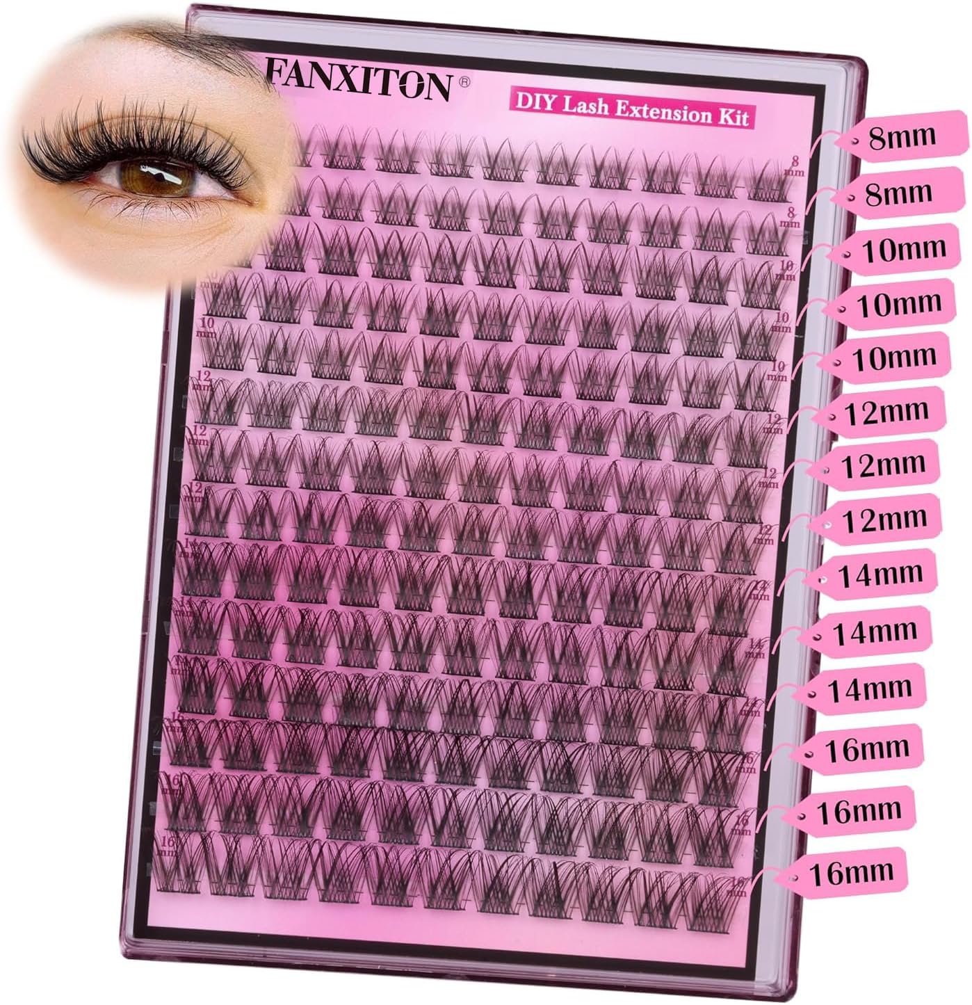 DIY Lash Extension Kit Natural Look Wispy Lash Clusters D Curl 154pcs Lashes Clusters 8-16mm Eyelash Extension Kit Lash Bond and Seal Lash Tweezers Individual Lashes Lash Cluster Kit For Beginners 7 DIY Lash Extension Kit Natural Look Wispy Lash Clusters D Curl 154pcs Lashes Clusters 8-16mm Eyelash Extension Kit Lash Bond and Seal Lash Tweezers Individual Lashes Lash Cluster Kit For Beginners - الصورة 7