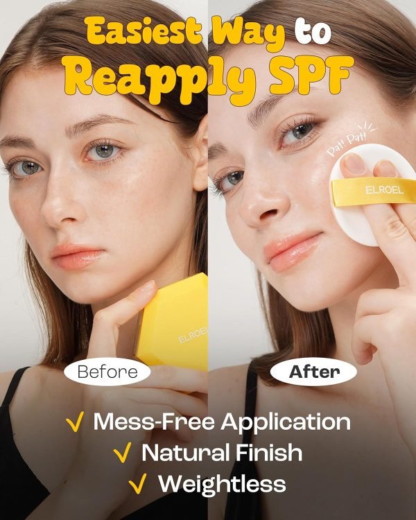 ⁦ELROEL Pang Pang Sun Cushion Plus - Korean Hypoallergenic & Lightweight Sunscreen with Puff Sponge - Broad Spectrum SPF50+ PA++++ (0.53 oz)⁩ - الصورة ⁦7⁩