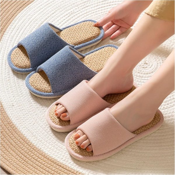 ⁦HAOLIHAO Summer Slippers Cloth Slippers Linen Slippers Indoor Slippers for Men and Women Air-conditioned Slippers⁩ - الصورة ⁦2⁩
