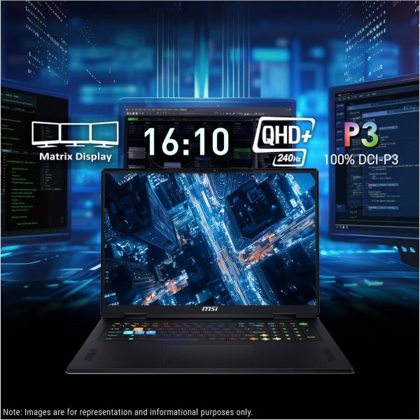 ⁦MSI Vector A18 HX Gaming Laptop, AMD Ryzen 9-9955HX, 64 GB DDR5 RAM, 4 TB PCIe SSD, 18" QHD+ (2560x1600) 240Hz Display, Nvidia G-Force RTX 5070Ti, 24 Zone RGB Keyboard, W11 Pro, Cosmo Gray⁩ - الصورة ⁦3⁩
