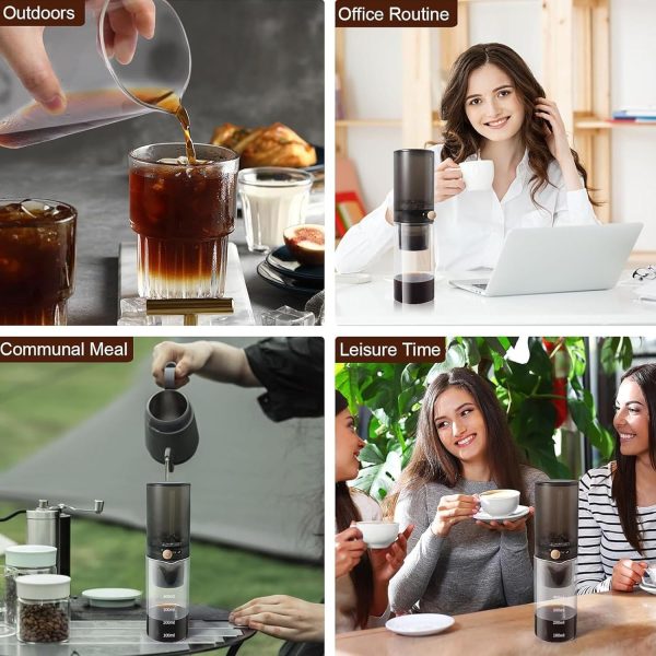 ⁦LinJie Cold Brew Coffee Machine, Cold Brew Coffee Maker Jar with Filter/Coffee Cold Drinks Machine, Drip Coffee Machines/Adjustable Drip Rate, Comes With 100 Filter Papers (Black)⁩ - الصورة ⁦5⁩