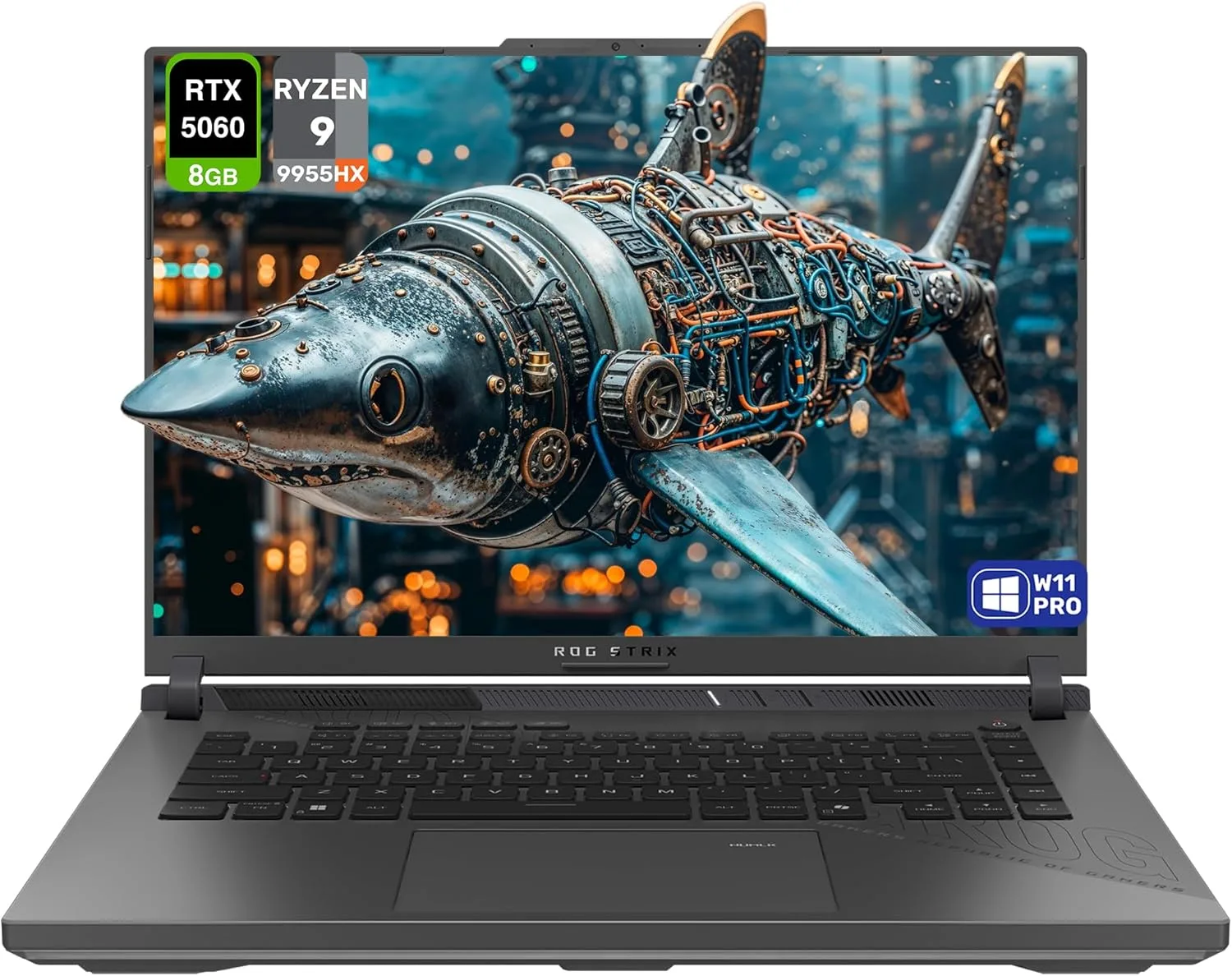 ASUS ROG Strix G16 Gaming Laptop, AMD Ryzen 9-9955HX, 32 GB DDR5 RAM, 2 TB PCIe SSD, 16" WUXGA (1920x1200) 165Hz Display, Nvidia G-Force RTX 5060, 4-Zone RGB Keyboard, W11 Pro, Eclipse Gray