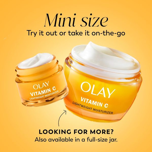 ⁦Olay Vitamin C Face Moisturizer, Brightening Cream for Women, Trial Size, Evens Tone, Dark Spot & Hyperpigmentation Reduction, Glowing Skin Care - Niaciniamide, Lactic Acid, 0.5 Oz⁩ - الصورة ⁦2⁩