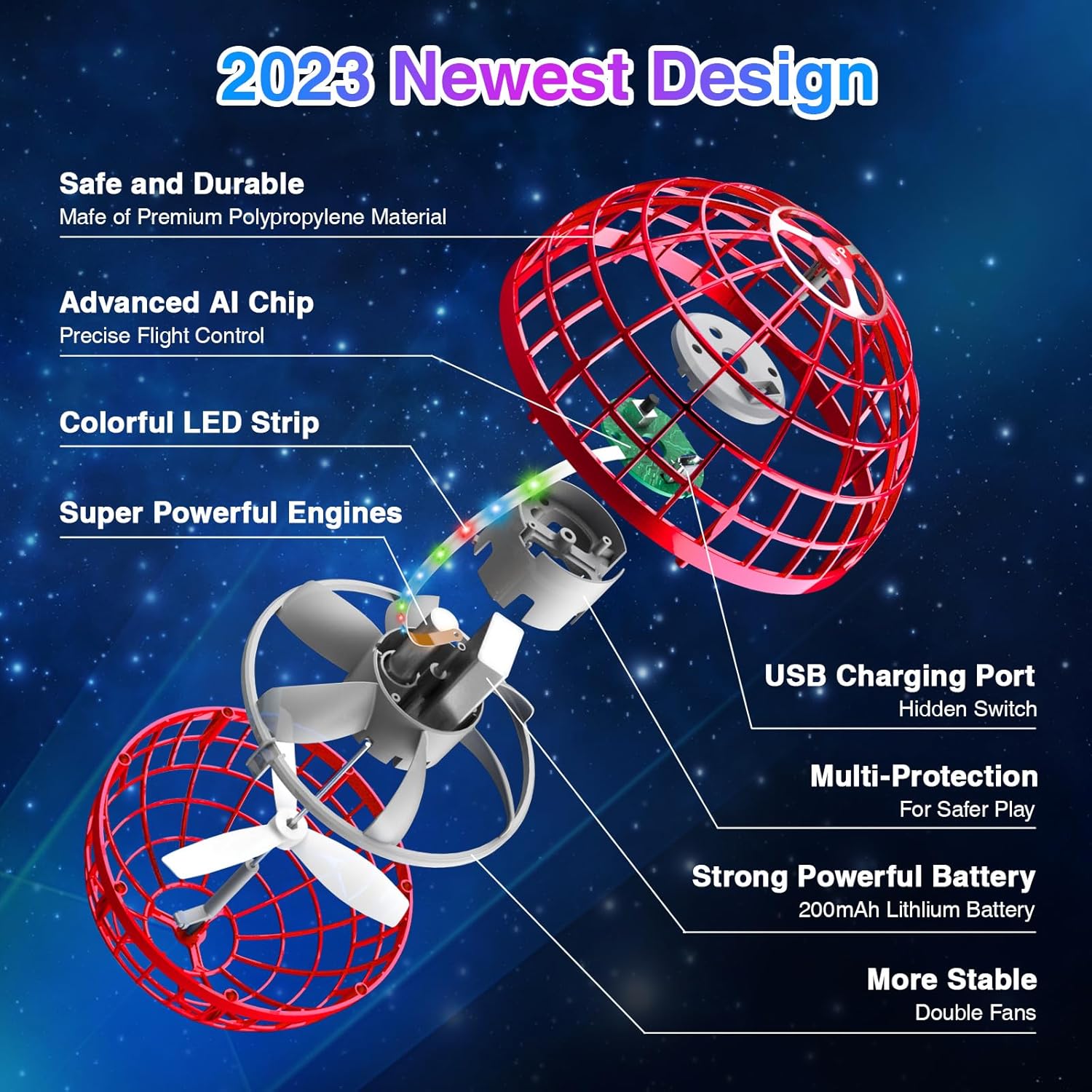 Flying Orb Ball, Flying Spinner Ball Toy, Hand Controlled Boomerang Hover Ball, Fidget Spinner Stress Ball, Christmas Birthday Cool Toys Gifts for 6 7 8 9 10+ Year Old Boys Girls Teens Indoor Outdoor 2 Flying Orb Ball, Flying Spinner Ball Toy, Hand Controlled Boomerang Hover Ball, Fidget Spinner Stress Ball, Christmas Birthday Cool Toys Gifts for 6 7 8 9 10+ Year Old Boys Girls Teens Indoor Outdoor - الصورة 2