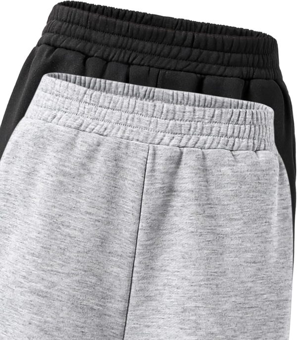 ⁦VeryNew 2 Pack Girls Straight Wide Leg Sweatpants Kids Casual High Waisted Baggy Joggers Track Pants for 8-12Y(Gray+Black)⁩ - الصورة ⁦4⁩