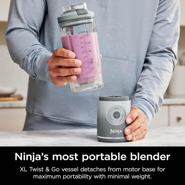 ⁦Ninja Blast Max, Portable Blender + Twist & Go, Personal Blender, Ninja Blender, Smoothie, Blend, Ice Crush, 3 Programs, Cordless, 22 oz removable Vessel, Dishwasher Safe, Leakproof, Silver, BC251SL⁩ - الصورة ⁦3⁩