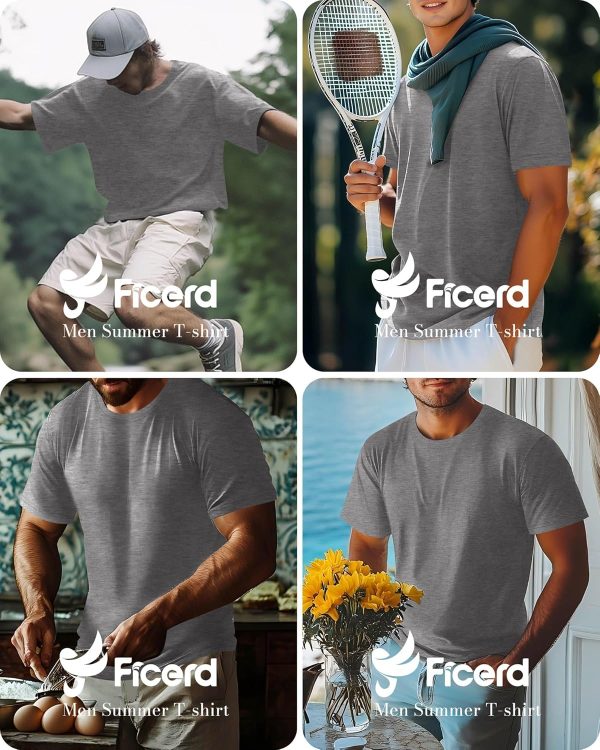 ⁦Ficerd Men's Big and Tall Shirt Short Sleeve Summer Cotton Tee Crew Neck Oversize Top Casual Loose Fit Knitted T Shirt M-7XL⁩ - الصورة ⁦4⁩