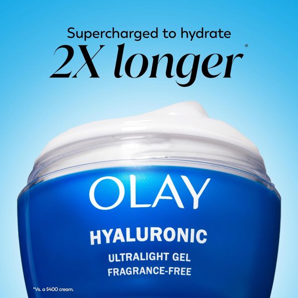 ⁦Olay Hyaluronic Acid Face Moisturizer, Instant Hydration for Women, Fragrance-Free - Dry Skin Solution, Glowing, Smoothing, Plumping, Renewing - Niacinamide, Amino Peptides 1.7 Oz⁩ - الصورة ⁦4⁩