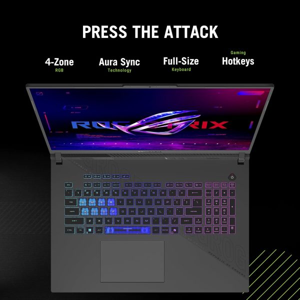 ⁦ASUS ROG Strix G18 (2025) Gaming Laptop, 18” ROG FHD+ 16:10 144Hz, NVIDIA® GeForce RTX™ 5060, AMD Ryzen™ 9 8940HX Mobile Processor, 16GB DDR5-5200Mhz, 1TB SSD, Wi-Fi 6E, Wind 11 Home⁩ - الصورة ⁦6⁩