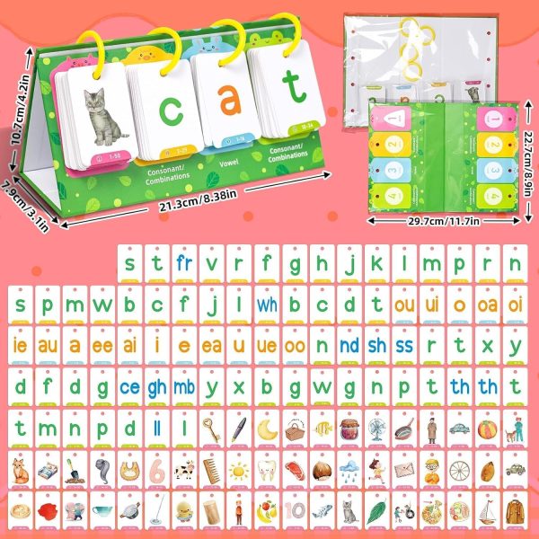 ⁦NALACAL CVC Word Flip Chart, CVC Words Builder Game, Phonics Flash Cards, Sight Words Games Activity Educational Learning Tool for School Supplies, Special Education, Speech Therapy（129Pcs）⁩ - الصورة ⁦3⁩