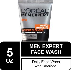 L’Oréal Paris Mens Face Wash, Beard and Skincare for Men, L'Oreal Skincare Men Expert Hydra Energetic Facial Cleanser with Charcoal for Daily Face Washing, 5 fl. Oz