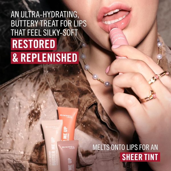 ⁦Rimmel London Oh My Gloss Butter Me Up Lip Butter Balm 001 Vanilla Frost, Hydrating Lip Balm, Tinted Lip Balm, Lip Care, Hydration, Nourishing, Squalene, 0.53oz⁩ - الصورة ⁦3⁩