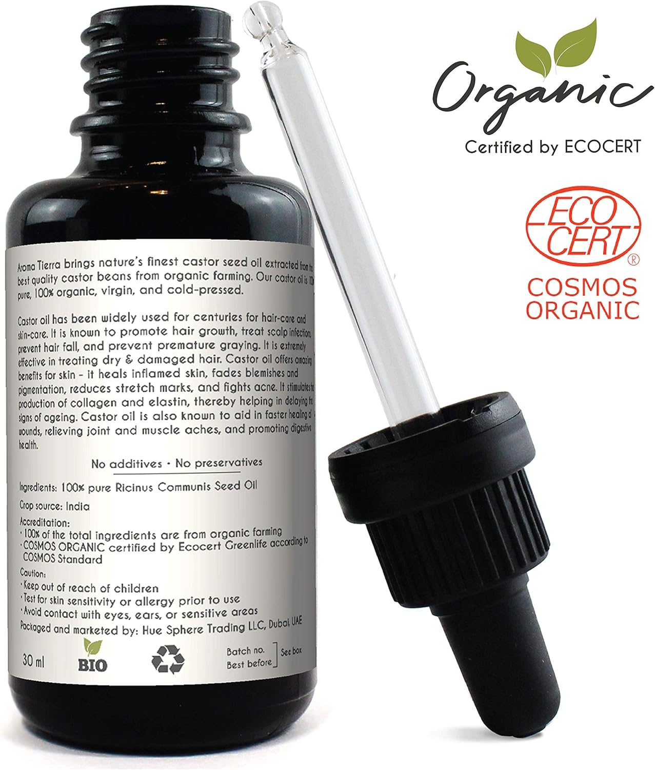 Aroma Tierra Organic Castor Oil - 100% Pure, Cold Pressed, Hexane Free, Natural & Unrefined - For Hair Growth, Dry Scalp, Dandruff - Eyelashes, Eyebrows & Beard - Face & Skin Moisturizer, Acne - 30ml 4 Aroma Tierra Organic Castor Oil - 100% Pure, Cold Pressed, Hexane Free, Natural & Unrefined - For Hair Growth, Dry Scalp, Dandruff - Eyelashes, Eyebrows & Beard - Face & Skin Moisturizer, Acne - 30ml - الصورة 4