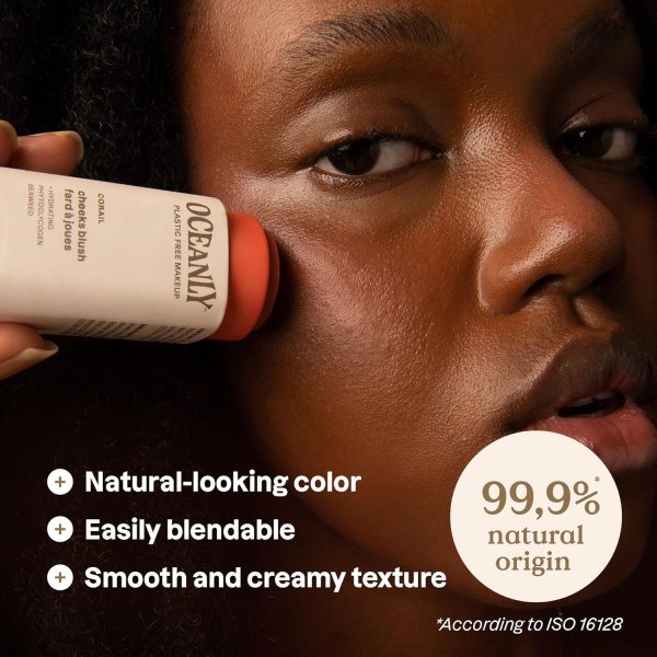 ⁦ATTITUDE Oceanly Plastic-Free Lightweight Blush Stick, Titanium Dioxide-Free, EWG Verified, Vegan Makeup, Corail, 8.5 grams⁩ - الصورة ⁦2⁩