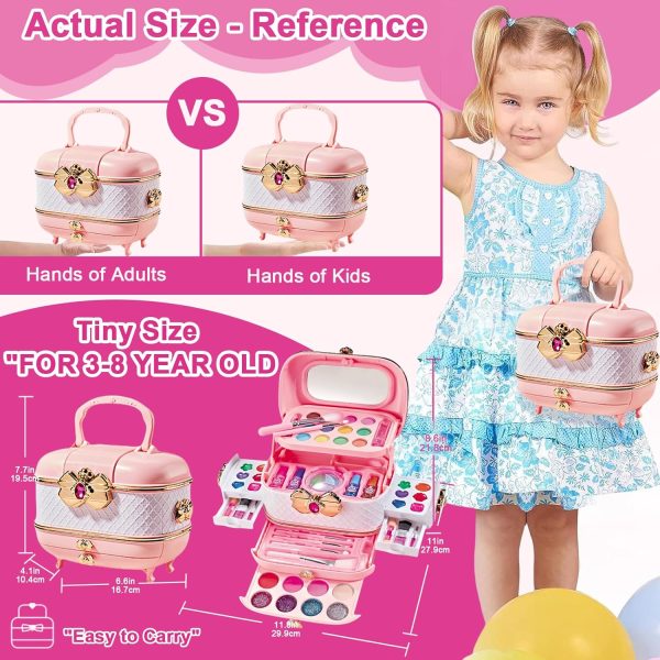 ⁦BOOM Kids Makeup Kit for Girls, 54PCS Washable Makeup Set with Portable Case, Safe & Non-Toxic Pretend Beauty Toy Gift for Girls Age 4 5 6 7 8 Years Old (Pink)⁩ - الصورة ⁦4⁩