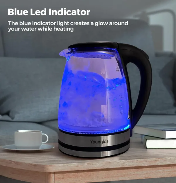 Electric Transparent Glass Kettle Stainless Steel Tea