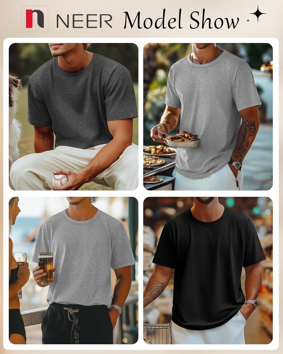 Neer 3 Pack Men's Round Neck T Shirts 95% Cotton M-7xl Big Tall Regular Tees Soft Short Sleeve 2025 Summer Basic Tops 6 Neer 3 Pack Men's Round Neck T Shirts 95% Cotton M-7xl Big Tall Regular Tees Soft Short Sleeve 2025 Summer Basic Tops - الصورة 6