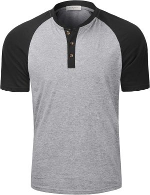 Derminpro Men's Henley Cotton Casual Short/Long Sleeve Lightweight Button T-Shirts