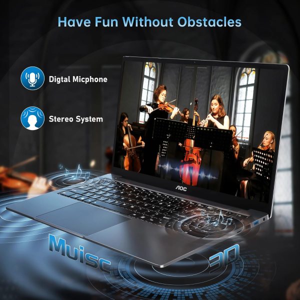 ⁦AOC 2025 AMD Laptop, 16.1” FHD Display, Ryzen 7 5700U CPU, (8C/16T, Up to 4.3GHz) 16GB RAM 512GB SSD, Laptop Computer, Wi-Fi 6, Backlit Keyboard, HDMI, USB3.2, Type-C, 53Wh Battery, Metal Shell⁩ - الصورة ⁦7⁩