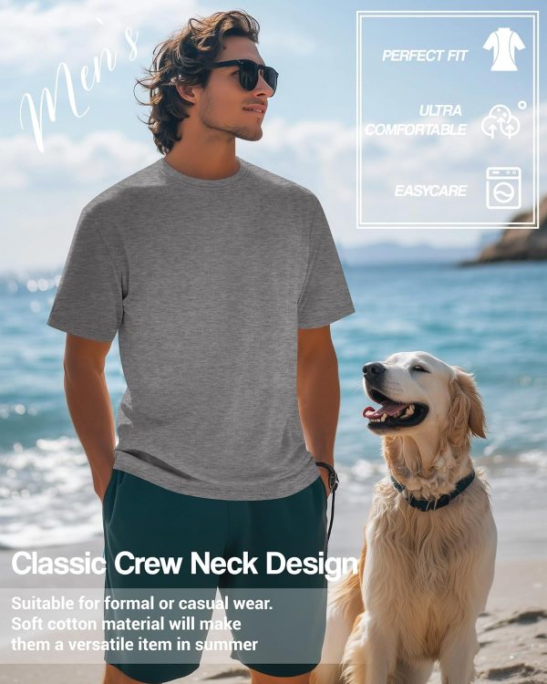 ⁦Ficerd Men's Big and Tall Shirt Short Sleeve Summer Cotton Tee Crew Neck Oversize Top Casual Loose Fit Knitted T Shirt M-7XL⁩ - الصورة ⁦2⁩