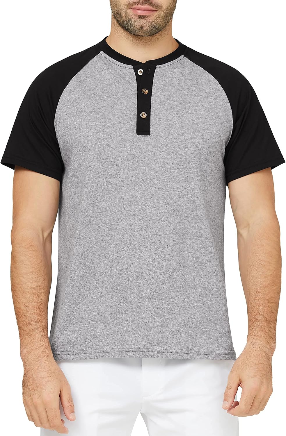 Derminpro Men's Henley Cotton Casual Short/Long Sleeve Lightweight Button T-Shirts 2 Derminpro Men's Henley Cotton Casual Short/Long Sleeve Lightweight Button T-Shirts - الصورة 2