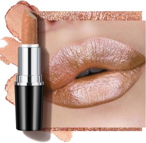 Anglicolor Metallic Glitter Lipstick,Lipstick Highly Pigmented,Glitter lipstick Long-Lasting Moisturising,Velvety smooth application,Creamy sculpted design lipstick. (#10-4)