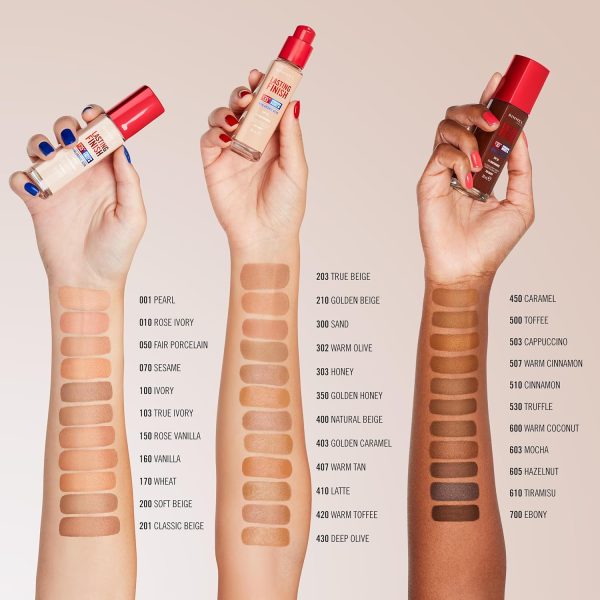 ⁦Rimmel London Lasting Finish 35 Hour, 302 Warm Olive, Foundation, Long-Wearing, Hydrating, Vegan Formula, Full-Coverage, 30ml (1oz)⁩ - الصورة ⁦7⁩