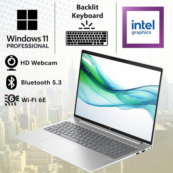 ⁦HP ProBook 460 G11 16" IPS WLED WUXGA Display Laptop, Intel Core Ultra 7 155U, 16GB RAM 1TB SSD, Backlit Keyboard, Fingerprint Reader, Wi-Fi 6E, Bluetooth 5.3, Windows 11 Pro, Pike Silver⁩ - الصورة ⁦6⁩