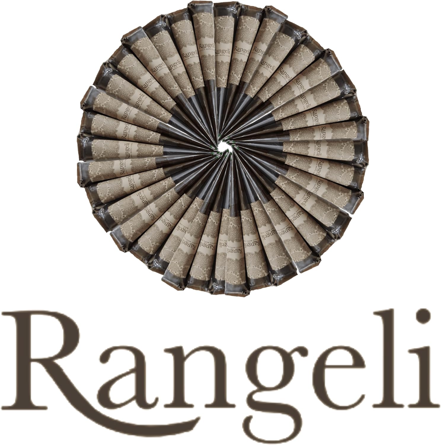 Rangeli 100% Natural Henna Cones with Stencil Kit, Ready to Use Suitable for Temporary Tattoo Weddings and Festivals, Chemical-Free Reddish-Brown Mehandi Cones, Pack of 12 2 Rangeli 100% Natural Henna Cones with Stencil Kit, Ready to Use Suitable for Temporary Tattoo Weddings and Festivals, Chemical-Free Reddish-Brown Mehandi Cones, Pack of 12 - الصورة 2