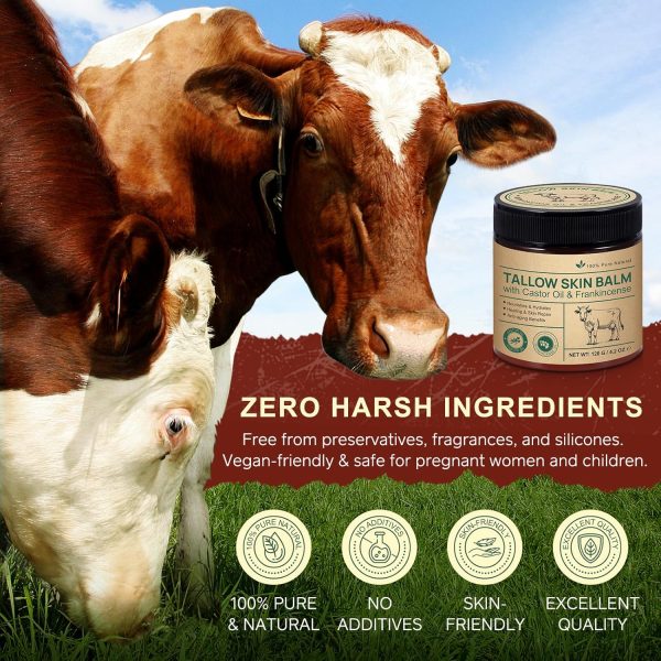 ⁦Sebum Castor Oil Frankincense Oil Balm, Natural Sebum from Grass-Fed Cattle for Skin Care, Deep Nourishing and Moisturising Moisturiser for Face and Body⁩ - الصورة ⁦5⁩