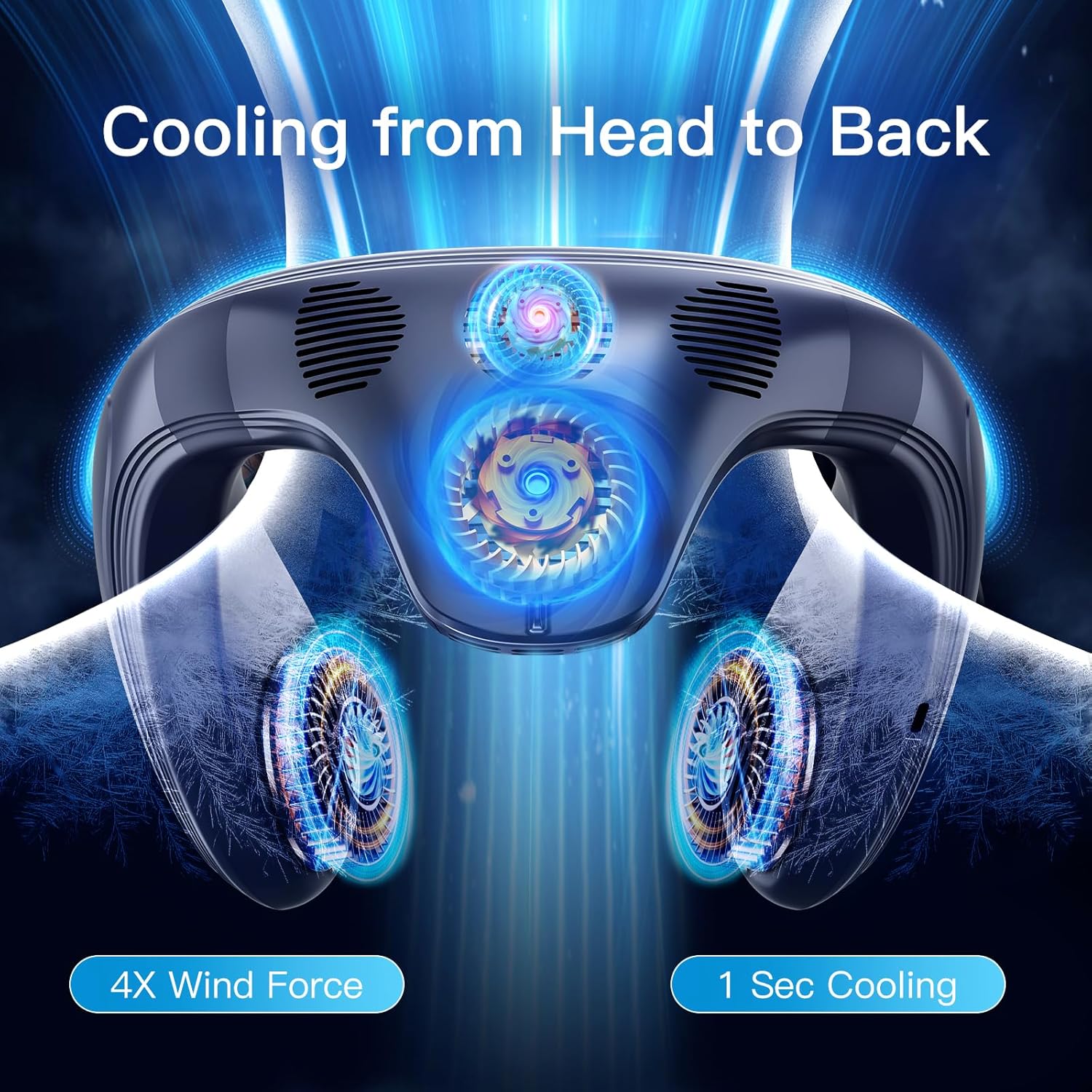 DATTOY Neck Air Conditioner, 360° Cooling Neck Fan, 8000mAh Rechargeable Wearable AC Air Conditioner with Large Cooling Plate,Blow Cold Air 3 Speeds Portable Personal Instant Neck Fan Cooler (Blue O) 2 DATTOY Neck Air Conditioner, 360° Cooling Neck Fan, 8000mAh Rechargeable Wearable AC Air Conditioner with Large Cooling Plate,Blow Cold Air 3 Speeds Portable Personal Instant Neck Fan Cooler (Blue O) - الصورة 2