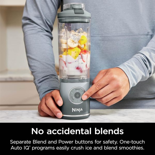 ⁦Ninja Blast Max, Portable Blender + Twist & Go, Personal Blender, Ninja Blender, Smoothie, Blend, Ice Crush, 3 Programs, Cordless, 22 oz removable Vessel, Dishwasher Safe, Leakproof, Silver, BC251SL⁩ - الصورة ⁦4⁩
