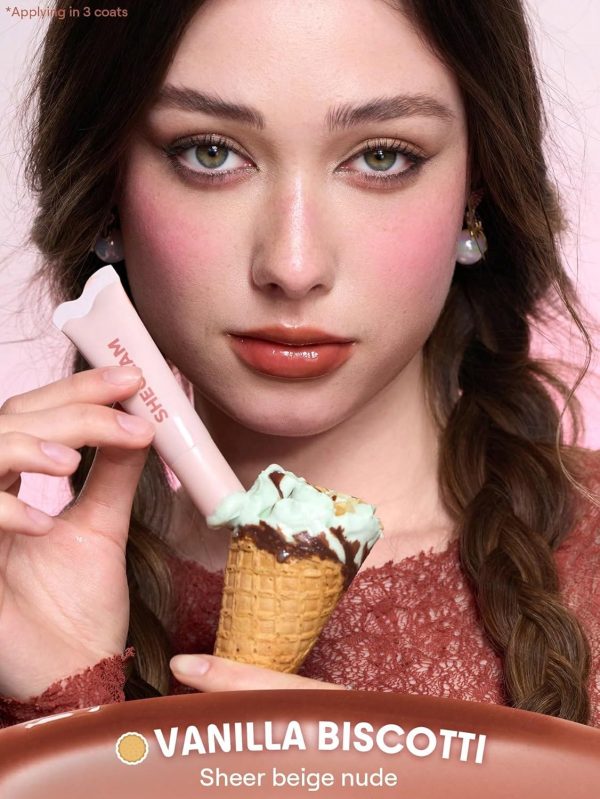 ⁦SHEGLAM Crystal Glaze Moisturising Lip Gloss Hydrating Jelly Long Lasting Waterproof Plumping Lip Gloss Vanilla Biscotti⁩ - الصورة ⁦5⁩
