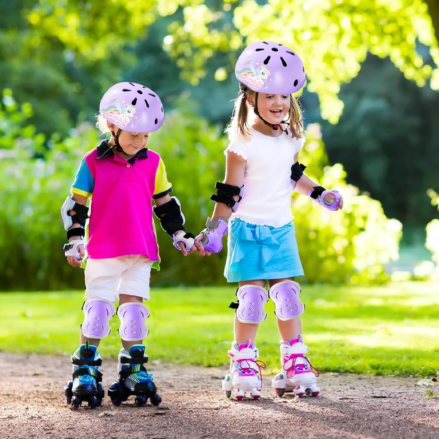 Andanna Kids Bike Helmet for Kids 5-8, Kids Toddlers Bike Helmet Adjustable for Ages 3-5-8 Years, Knee Pads and Elbow Pads Set Wrist Guard Sports Protective Gear Set for Roller Skate Bicycle 7 Andanna Kids Bike Helmet for Kids 5-8, Kids Toddlers Bike Helmet Adjustable for Ages 3-5-8 Years, Knee Pads and Elbow Pads Set Wrist Guard Sports Protective Gear Set for Roller Skate Bicycle - الصورة 7