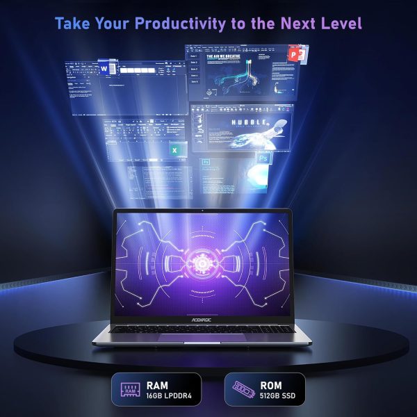 ⁦ACEMAGIC Latest 15.6 Inch Laptop, Quad-Core N-95 Processor up to 3.4GHz (Beat N5095) Laptop Computer, 16GB DDR4 512GB SSD Notebook with Metal Body Support WiFi, BT5.0⁩ - الصورة ⁦3⁩