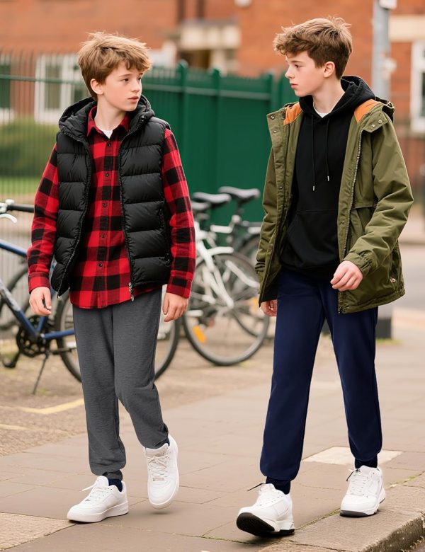 ⁦BOOPH Boys Sweatpants Kids Clothes Athletic Casual Joggers Pants with Poket Drawstring 5-14Y⁩ - الصورة ⁦7⁩