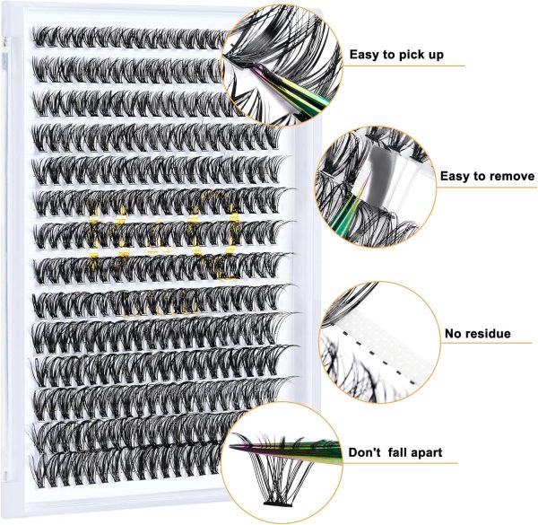 ⁦B&Q Individual Eyelashess 280Pcs Cluster Lashes D Curl 40D Mix9-16mm Lashes Individual Cluster Lash Clusters Extensions DIY Lash At Home (40D-0.07D-9-16mix)⁩ - الصورة ⁦3⁩