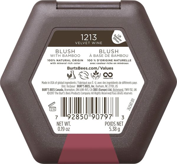 ⁦Burt's Bees 100% Natural Blush with Vitamin E, Velvet Wine - 0.19 Ounce⁩ - الصورة ⁦7⁩