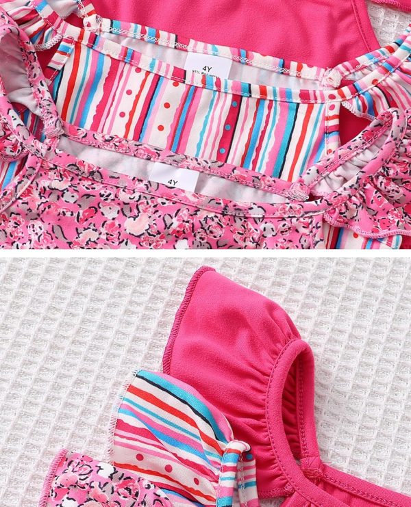 ⁦VeryNew 3-Pack Girls Sleeveless Dresses Color stripes Purple Solid Color Print Vest Dresses for 4-8 Years⁩ - الصورة ⁦4⁩