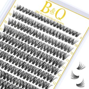 B&Q Individual Eyelashess 280Pcs Cluster Lashes D Curl 40D Mix9-16mm Lashes Individual Cluster Lash Clusters Extensions DIY Lash At Home (40D-0.07D-9-16mix)