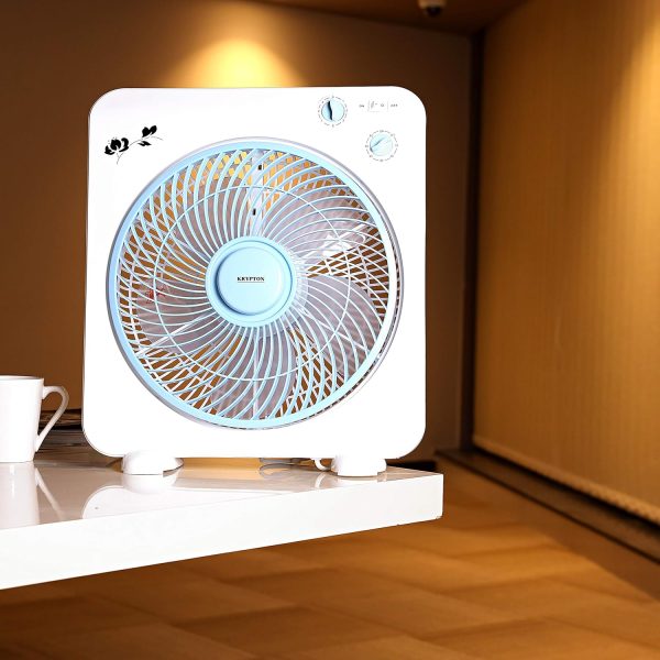 ⁦Krypton 12'' Box Fan - Powerful Personal Desk Box Fan | Copper Motor | Table Fan for Office | Home (3 Speed) Fan Guard With 60 Minutes Timer⁩ - الصورة ⁦5⁩