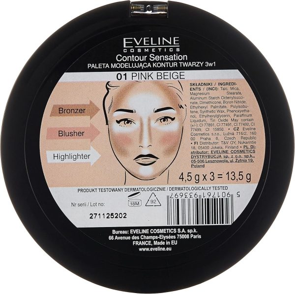 ⁦Eveline Cosmetics Contour Sensation 3In1 Set 1 Pink Beige⁩ - الصورة ⁦4⁩