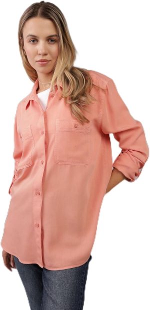 American Eagle Women Bestie Long-Sleeve Button-Up Shirt